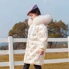 -30 Russe hiver filles vêtements longs imperméable vraie fourrure à capuche manteau fille adolescent enfants vêtements d'extérieur chaud Parka TZ600 H0910