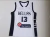 Баскетбольные майки Eurobank #13 Antetokounmpo Hellas White Basketball Jersey Mens All Seed Вышивка S-2XL
