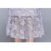 Arrival Summer Purple Temperament Lace Hollow Out Dress Women's Embroidered Ruffle Long Vestidos 210520