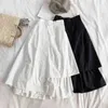 Korean Retro Loose High Waist Irregular Skirt Women Spring Black White Midi Gothic Jupe Punk Streetwear Girls Long 210421