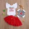 0-24m Alla hjärtans dag född spädbarn Toddler Babyflickor Kläder Set Brev Romper Röda Kjolar Outfits Söt kostymer 210515