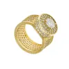 HIP Hop Micro Pave Strass Iced Out Bling Big Ring Gold gefüllt Titan Edelstahl Ringe für Männer Schmuck