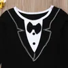 0-18 M Baby Boy Pagliaccetto Cute Born Infant Boys Bowtie Gentleman Wedding Party Manica lunga Outfit Tuta Abbigliamento estivo Tute