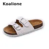 Zomer strandschoenen kinderen slippers voor meisjes kurk sandalen bling pailletten ouder-kind luipaard blote voeten hoge kwaliteit 210712