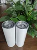 미국 재고 승화 텀블러 20 온스 스테인레스 스틸 직선 블랭크 머그 뚜껑과 밀짚을 가진 흰색 텀블러 열전기 DIY 선물 커피 머그 병.