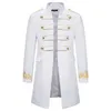 Blanc col montant broderie Blazer hommes robe militaire smoking Blazer hommes costume veste discothèque scène Cosplay Blazer Masculino X0615