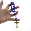 Link Chain Katolska radbandsarmband för bilhängningar Hand Holding Glass Bönpärlor Guldkrucifix Cross Church Religious Jewelry Fawn22