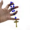 Braccialetti con rosario cattolico a catena a maglie per impiccagioni per auto Mano che tiene perline di preghiera in vetro Crocifisso in oro Croce Chiesa Gioielli religiosi Fawn22