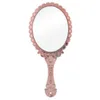 Miroirs de maquillage à main romantique vintage en dentelle, avec poignée, ovale et rond, outil cosmétique, commode, cadeau 3579536