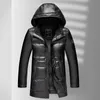 Winter dikke heren donsjack lange downn jas parkas hooded slim fit overjas mannelijke kleding warme wnidbreaker L-4XL lederen jassen