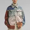 Jesień Turn Down Collar Długie Rękaw Printing Jacket Top Drukowane Płaszcz Młodzieży Męskie XXXL Coat Casual Odzież