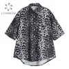 Zomer Streetwear Buttons Leopard Print Blouse Damesmode Koreaanse stijl Turn Down Collar Shirt Ins Casual OL Korte Mouw Tops 210417
