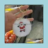 Nyckelringar smycken kreativ julring santa päls boll nyckelringar för kvinnor gåva mobiltelefon väska hängsmycke nyckelring bil ornament söt fashi