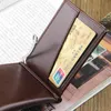 Fashion Mens Leather Money Clip Wallet With Magnet Hasp Credit Card Cash Holder Business Short Designer Purse For Male