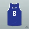 Nikivip Custom Meat Tuperello #8 Angel Beach Gators Basketball Jersey Stitched Blue Elke naam en nummer Topkwaliteit