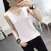 Lato Topy Kobiety Blusas Mujer De Moda Verano Elegansy Tank Top Kobiety V-Neck Jasne Jedwabne Dzianiny Tank Tops Swetry E573 210426