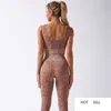 Ensemble de Yoga de sport 2 pièces sans couture pour femmes, vêtements de sport, taille haute, Leggings de Fitness, combinaison d'entraînement