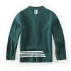 Halilo Garçons Chemises À Manches Longues Rayé Printemps Automne Boutique Enfants Vêtements Blanc Vert Tops Tees École Toddler Boy 210713