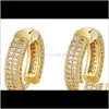 Hoop & Hie Jewelry Big Cz Diamond Jewelry Sier Gold Plated Stud Earring Women Men Earrings Cross Copper Drop Delivery 2021 W4Xja