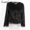 Cappotto da donna in pelliccia sintetica taglie forti Cappotto peloso nero o collo frontale con nappe Capispalla invernale casual a maniche lunghe 210414