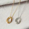 Anhänger Halsketten ALLME Koreanische Einfache Unregelmäßige Geometrische Halskette Für Frauen Mujer Gold Farbe Kupfer Oval Choker Schmuck
