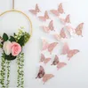 Naklejki ścienne Naklejka 3D Hollow-Out Butterfly 12 sztuk / Sztuk Naklejki Biuro Home Boy Girl Pokoje Urodziny Wedding Party Decoration RRB11637