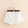 Summer Casual 3 4 5 6 7 8 10 12 Years Cotton Solid Color Children'S Running Sports Kids Baby Girl Shorts With Leather Belt 210701