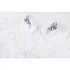 女性夏のファッション花刺繍ホワイトドレスストリートウェアパフ半袖Frcoks Preppy Style Inluffle Vestiods 210515