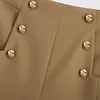 Women's Shorts Women Button Retro Summer Elegant Brown Color Female Baggy Pleated Office Wear Pants Spodenki Damskie