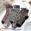 5Pairs/set Fashion European and American Street Socks Women's Vintage Mid Tube Spring Retro Floral Court 3D 211221