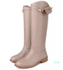 Europa och Amerika Lady Buckles Martin Boots ￤kta l￤derkvinnor Straight Boot Knight Chaussure Mujer Plus Size 41