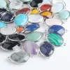 Wojiaer doğal taş mücevher oval boncuklar cazibe mücevherleri için gümüş yüzlü boncuklar yapım diy aksesuarları bz902