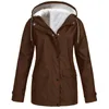 Giacche da donna per il freddo da donna Solid H Rain Outdoor con cappuccio impermeabile giacca antivento impermeabile da donna