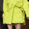 Costume jaune lâche col montant goutte épaule manches chemise taille haute jupe courte ensemble femmes mode vêtements manteaux femmes 210422