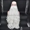 Decorazioni natalizie Feste Feste Party Garden Gift da giardino Babbo Natale parrucca e barba per capelli sintetici parrucche per cosplay per uomini bianchi ha