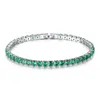 Simple rangée argent or rose vert bleu lien plaqué étincelant cubique Zircon CZ Cluster Tennis Bracelet mode femmes bijoux fo8527670