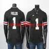 NCAA Ohio State Buckeyes Maillots 1 Fields Jersey 2 Dobbins 7 Haskins Jr Blanc Noir Rouge Maillot de football universitaire pour hommes cousu 150TH