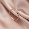3 Färg Elegant Pearl Open Justerbar Sterling Silver 925 Ring för Kvinnor Mode Stackbara Slim Fine Smycken Bijoux 210707