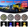 12V 24V Truck Tail Emergency Light Ultra-Thin Round 14LED Side Warning Lights Strobe Flash Lamp White Yellow Red Blue Car Flashing