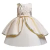 Off Shoulder Kids Girl Wedding Flower s Dress Princess Party Striped Formal Prom Little Baby Birthday 210508