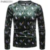 Pionowe Paski Shiny Mens Velor Tshirts Casual Slim Fit Mężczyźni Z Długim Rękawem Smooth Autumn Mens Tops Tee Shirt Streetwear 210524