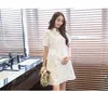 Платья для беременных Trend летние женщины мода личности хлопчатобумажные сладкие вышивки с коротким рукавом V-образным вырезом платье жир сестра