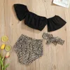 0-18m verão bonito bebê menina leopardo conjunto de roupas nascidas roupas infantis fora do ombro camiseta shorts trajes 210515