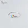 925 Sterling zilveren schattige multi-color regenboog hart vinger ringen voor vrouwen mode gratis maat ring fijne sieraden 210707