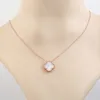 Wholale Ladi Clover Shell Pendant Stainls Steel 18K Rose Gold Women Necklace1315077