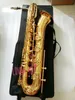 Real Shot Brand Professional Baritone Saxophone Gold Lacquer E Flat Musical Instruments With Case And Mouthpiece Free Ship