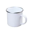 12 oz sublimation émail mug transfert de chaleur gobelets émaillés avec poignée 350 ml blanc blanc sublimé tasses à café incassable boisson tasse bricolage impression SN5432