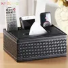 Creative Rectangle Lederen Tissue Box Cover Desk Makeup Cosmetische Organisator Remote Controller Houder voor Home Office Automotive 210818