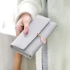 かわいいPUレザーの葉装飾ロングマルチカード財布バックルクラッチ携帯電話学生女性の財布