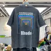 Fin tvättade t-shirt män kvinnor vintage tungt tyg tee något lösa toppar flerfärgade